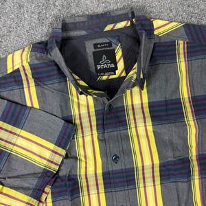 Prana Shirt XL Slim Fit Button Up‎ Plaid Organic Cotton M11170313 Men's